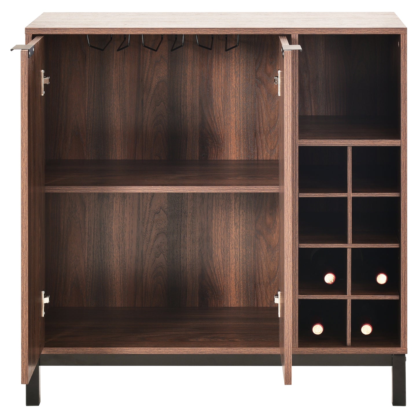 K&K Sideboards and Buffets With Storage Coffee Bar Cabinet Wine Racks Storage Server Dining Room Console 34 Inch（Dark brown）