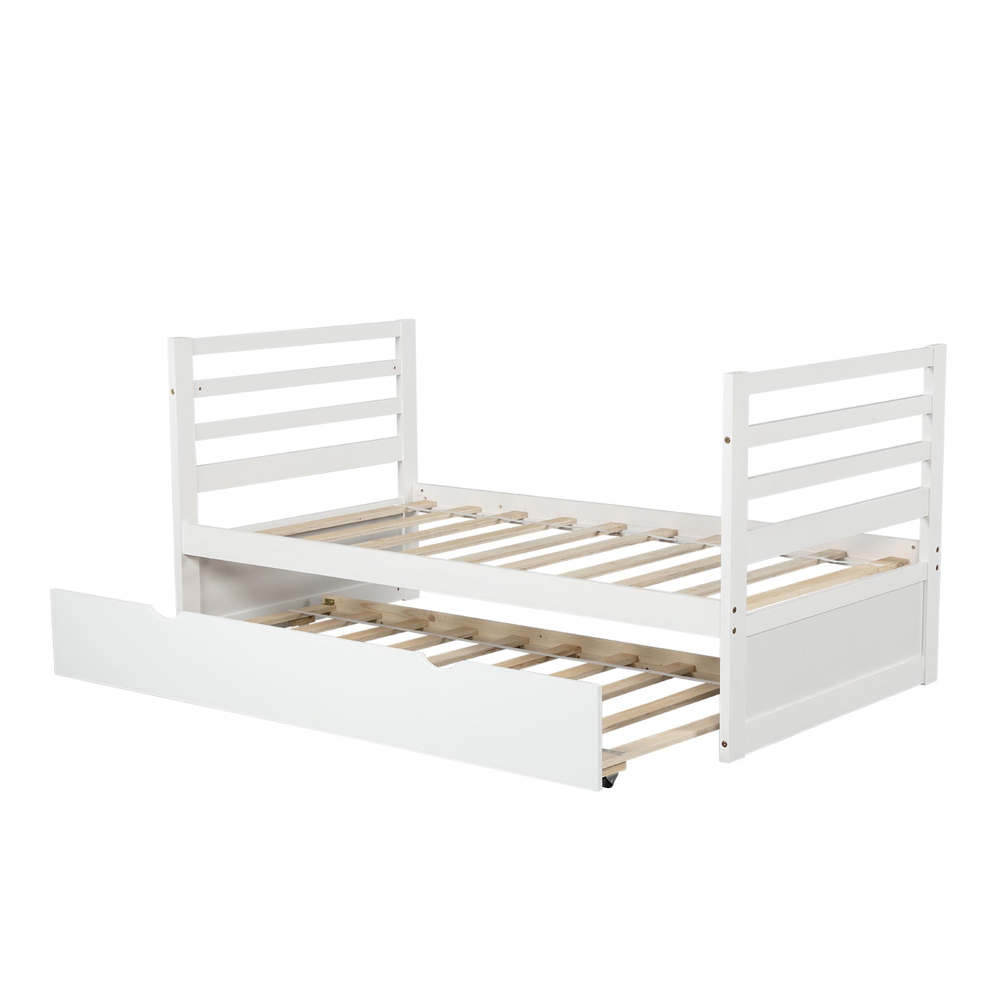 Orisfur. Twin Bunk Beds for Kids with Safety Rail and Movable Trundle bed