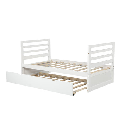 Orisfur. Twin Bunk Beds for Kids with Safety Rail and Movable Trundle bed