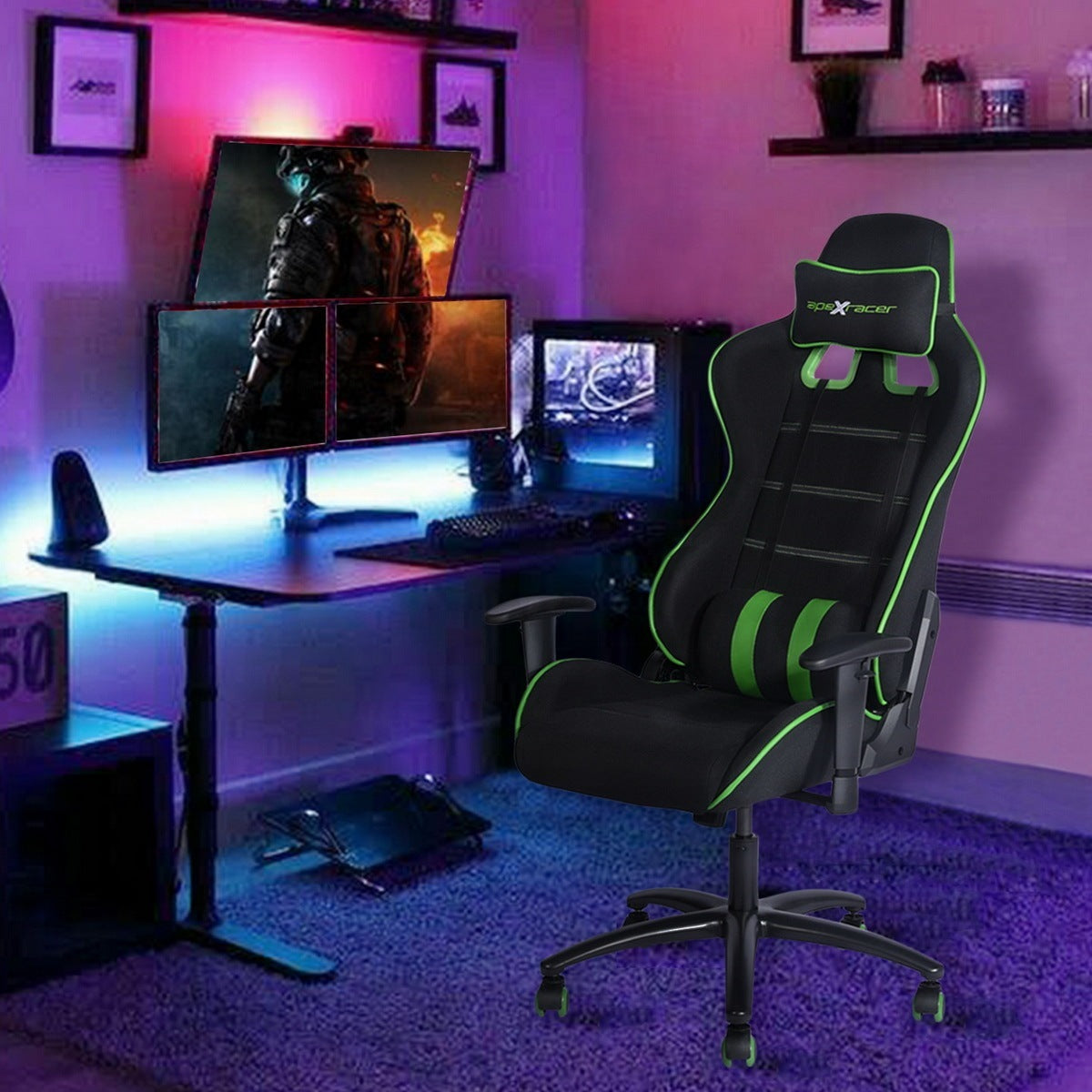 E-sport PC & Racing Game Chair (Greeb & Black)