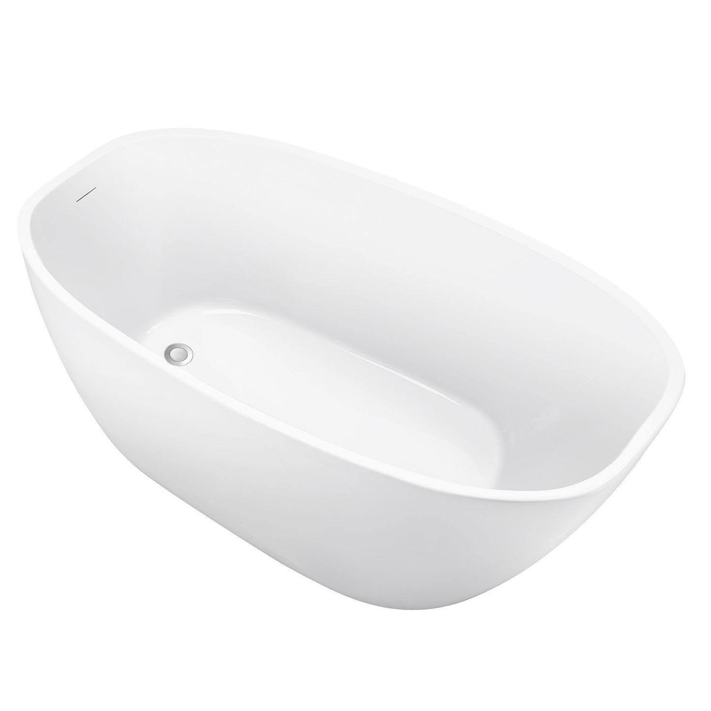 63" 100% Acrylic Freestanding Bathtub，Contemporary Soaking Tub，white Bathtub