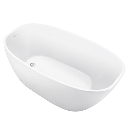 59" 100% Acrylic Freestanding Bathtub，Contemporary Soaking Tub，white Bathtub