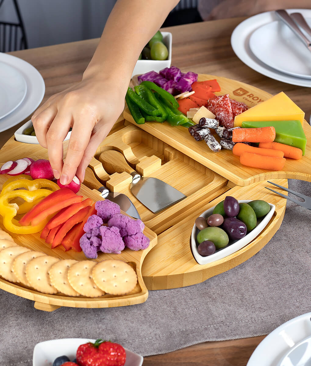 Rotating Cheese Board With Knives by Royal Craft Wood