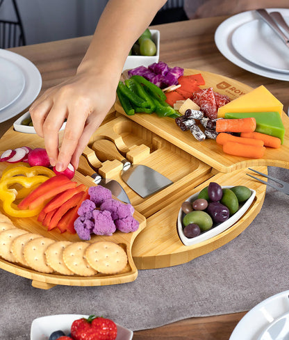 Rotating Cheese Board With Knives by Royal Craft Wood