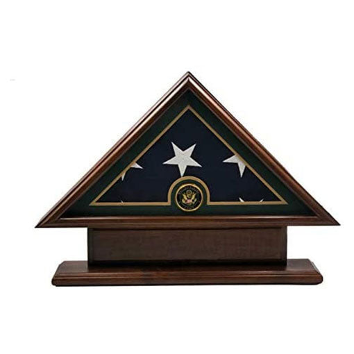Flags Connections - 5'x9' Flag Display Case for American Veteran Burial Flag - Solid Wood, Cherry Finish with Name Plate Space, Army. by The Military Gift Store