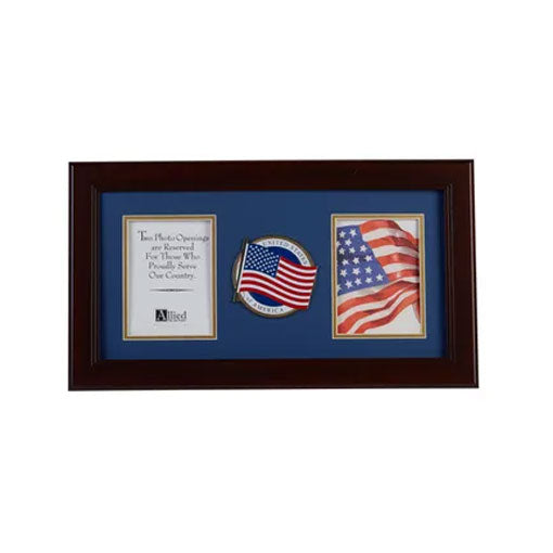American Flag Medallion 4-Inch by 6-Inch Double Picture Frame by The Military Gift Store