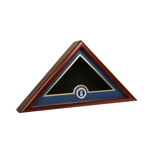 US Flag Display Case with Air Force Medallion - Mahogany Wood Case by The Military Gift Store