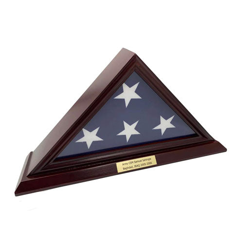 Flags Connections - 3'x5' Flag Display Case, Cherry Finish Shadow Box (Not for Burial Funeral Flag) with A Customized Name Plate. by The Military Gift Store