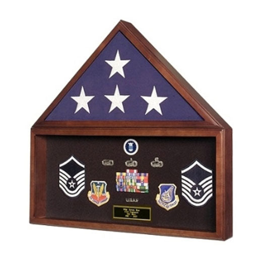 Large Flag and Memorabilia Display Cases - Cherry Material. by The Military Gift Store