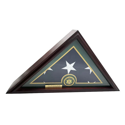Flags Connections - 5x9 Burial/Funeral/Veteran Flag Elegant Display Case, Solid Wood, Cherry Finish, Flat Base (5x9, Army). by The Military Gift Store
