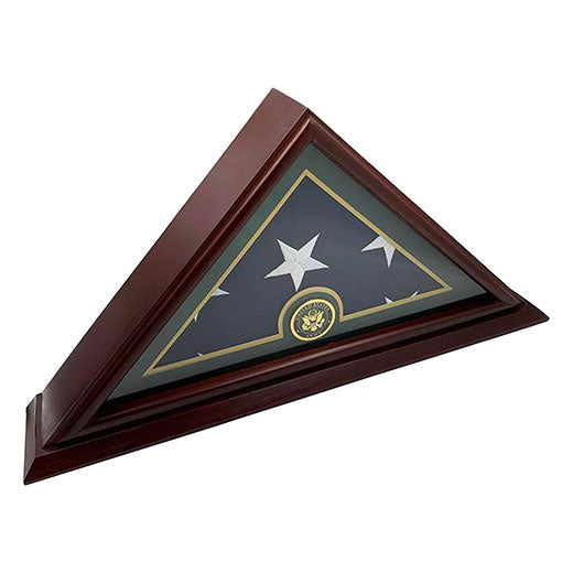 Flags Connections - 5x9 Burial/Funeral/Veteran Flag Elegant Display Case with Base, Solid Wood, Cherry Finish (Army). by The Military Gift Store