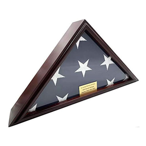 Flags Connections - 5x9 Burial/Funeral/Veteran Flag Elegant Display Case, Solid Wood, Cherry Finish, Flat Base (5x9, Flat). by The Military Gift Store