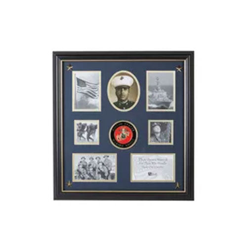 U.S. Marine Corps Medallion 7 Picture Collage Frame with Stars by The Military Gift Store