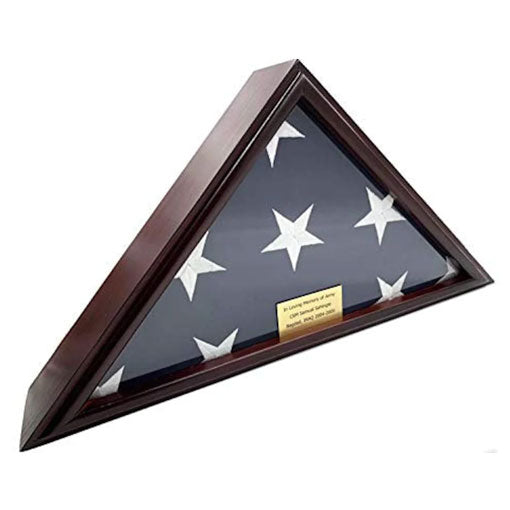 5x9 Burial/Funeral/Veteran Flag Elegant Display Case, Solid Wood, Cherry Finish, Flat Base by The Military Gift Store