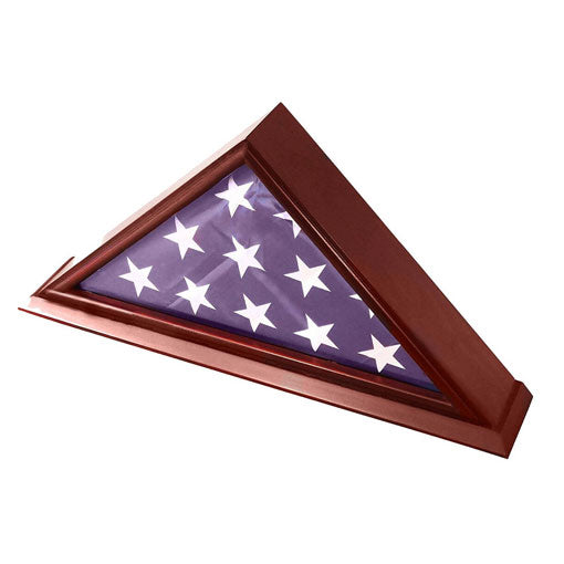 Flags Connections - 5x9 Burial/Funeral/Veteran Flag Elegant Display Case with Base, Solid Wood, Cherry Finish. by The Military Gift Store