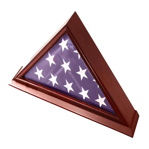 Flags Connections - 5x9 Small Base Burial/Funeral/Veteran Flag Elegant Display Case, Solid Wood, Cherry Finish. by The Military Gift Store