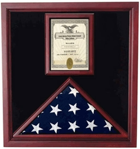 Flag and Document Case - Vertical 8 1/2 x 11 Document for Hanging Medals and Other Memorabilia - fit 3' x 5' or 5' x 9.5' flag. by The Military Gift Store