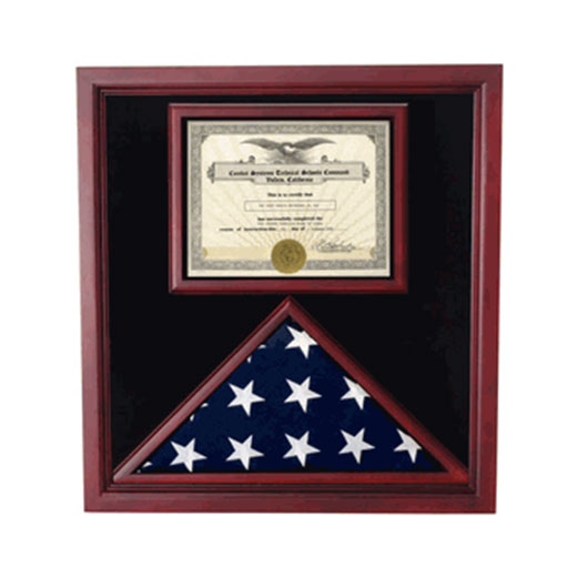 Flag and Certificate Case, Flag Display Cases With Certificate - Cherry Material. by The Military Gift Store