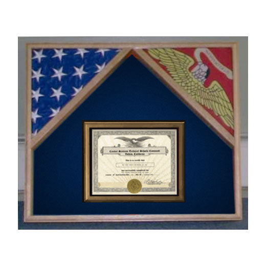 Military Flag Case For 2 Flags and Certificate Display Case - 3'x5'flag Oak. by The Military Gift Store