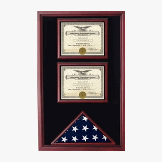 2 Certificates Flag Display case - Fit 3" x 5" Flag. by The Military Gift Store