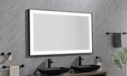 60*36 LED Lighted Bathroom Wall Mounted Mirror with High Lumen+Anti-Fog Separately Control