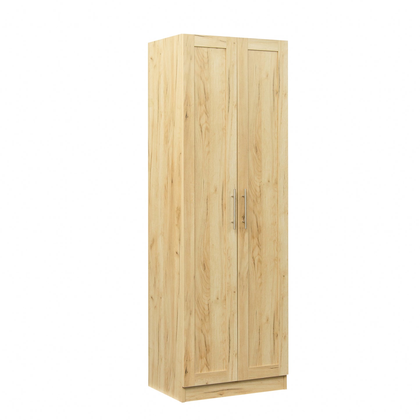 High wardrobe and kitchen cabinet with 2 doors and 3 partitions to separate 4 storage spaces,Oak