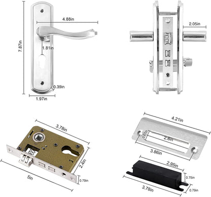 Miibox Privacy Door Lever Knob Lock , Stainless Steel Door Knob with Lock and Key Fit Door Thick 0.98-1.97 inch