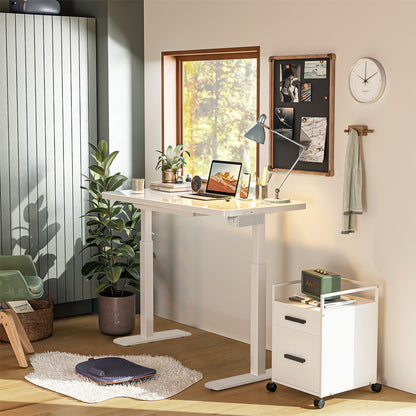 Glass tabletop standing desk
White