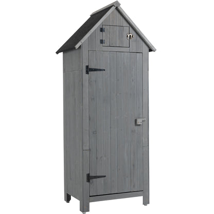 30.3”L X 21.3”W X 70.5”H Outdoor Storage Cabinet Tool Shed Wooden Garden Shed  Gray