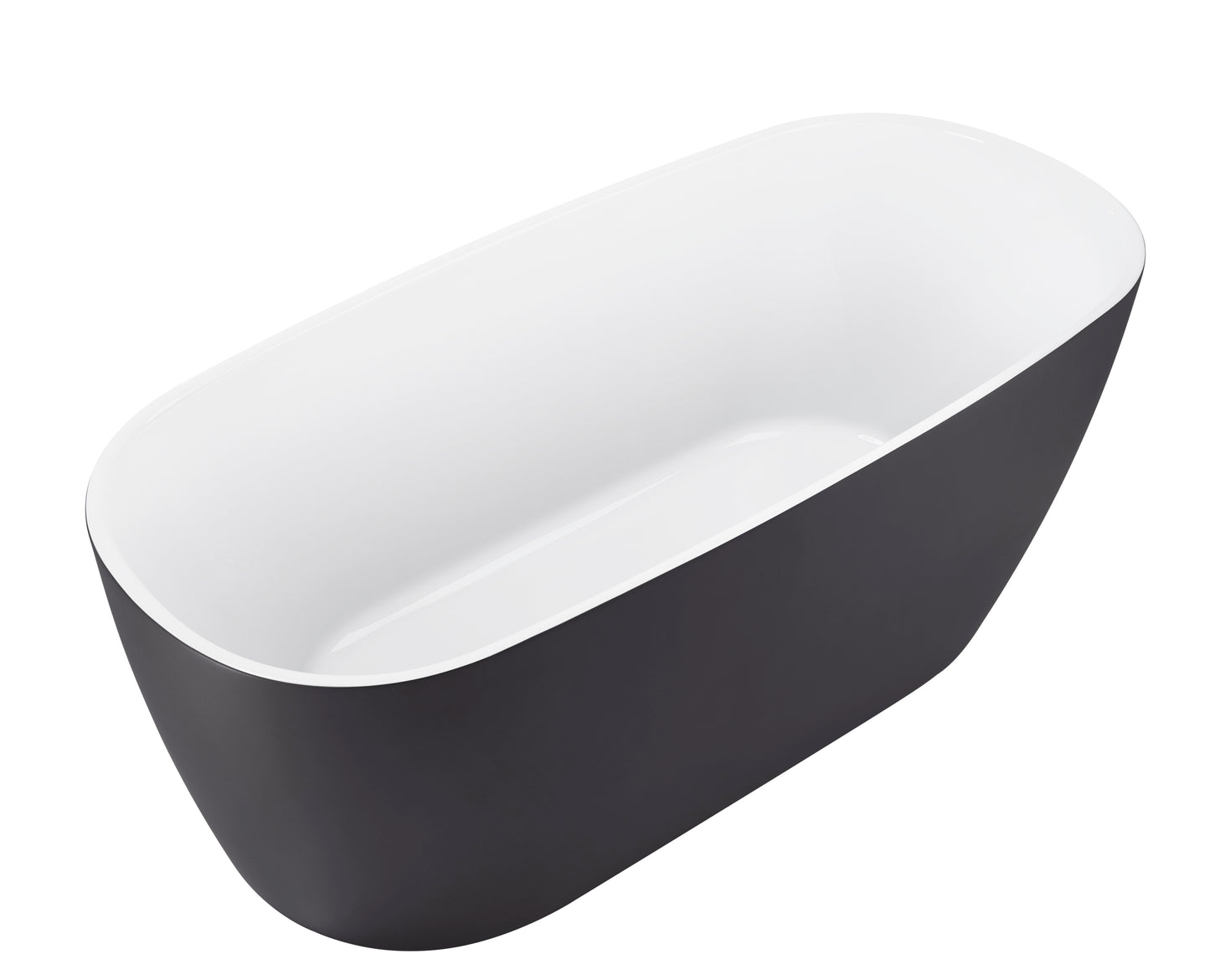 59" 100% Acrylic Freestanding Bathtub，Contemporary Soaking Tub，white inside and gray outside