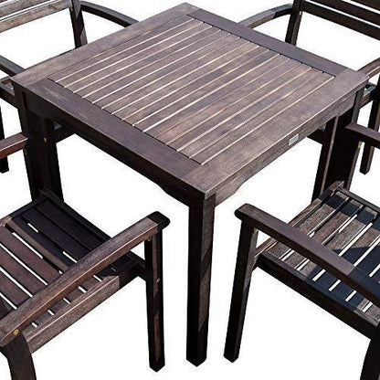 5-Piece Eucalyptus Dining Set, Espresso Finish