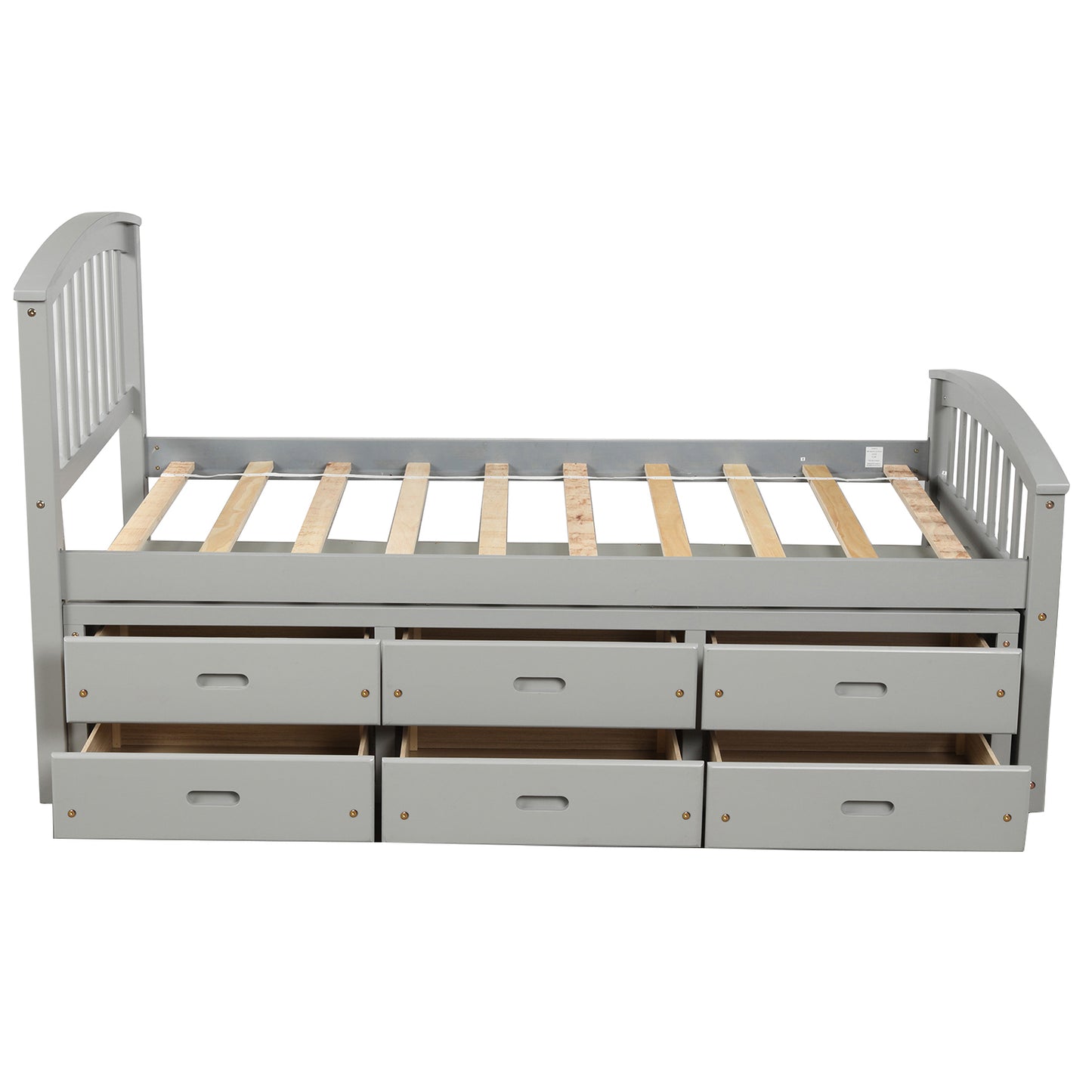 Orisfur. Twin Size Platform Storage Bed Solid Wood Bed with 6 Drawers