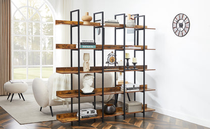 [VIDEO] 5 Tier Bookcase Home Office Open Bookshelf, Vintage Industrial Style Shelf with Metal Frame, MDF Board
