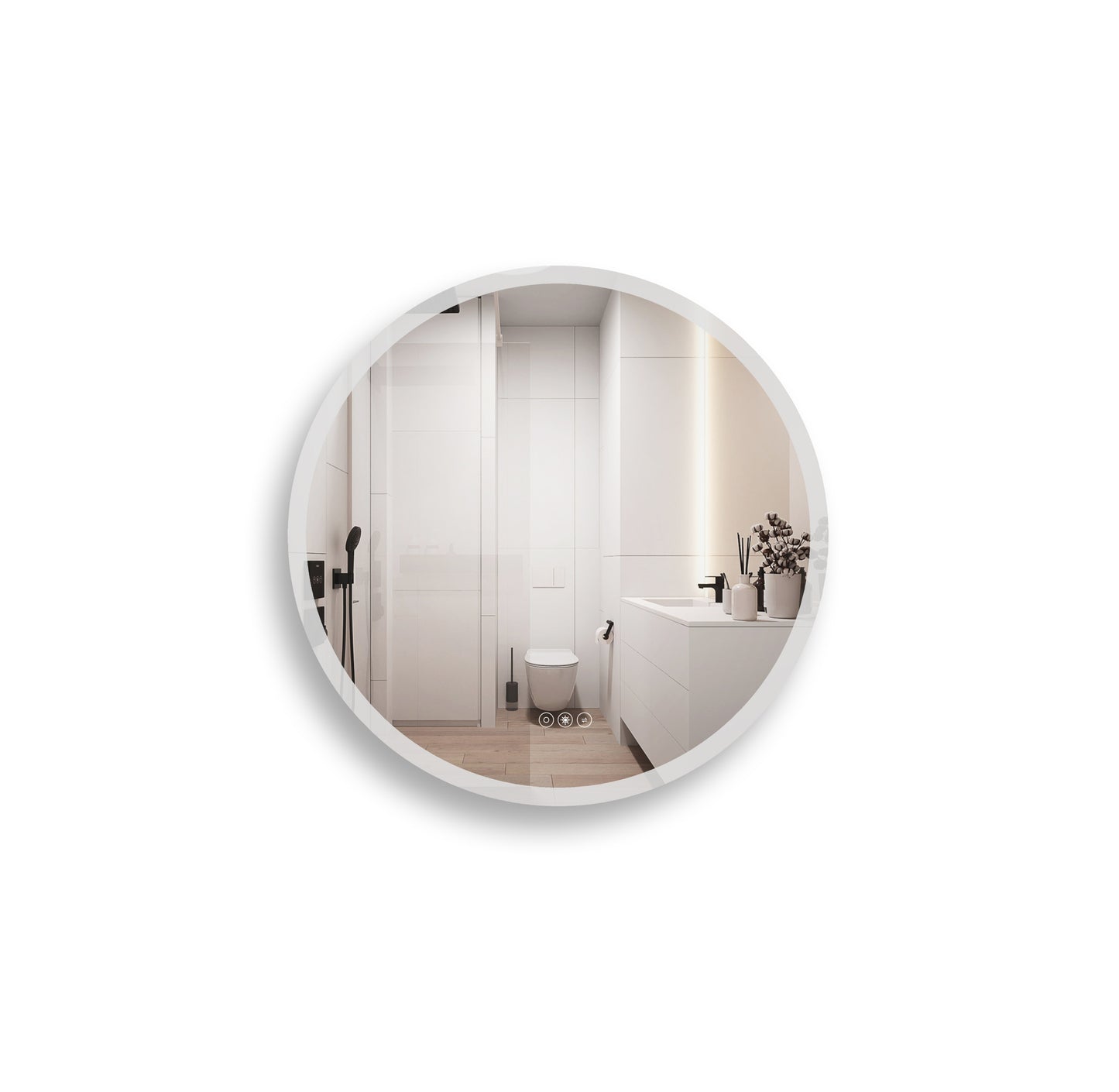 24 inch Acrylic LED Round mirror  anti fog switch Touch bathroom,bedroom