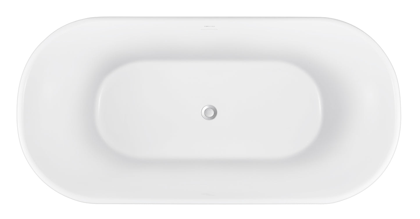 59" 100% Acrylic Freestanding Bathtub，Contemporary Soaking Tub，white bathtub