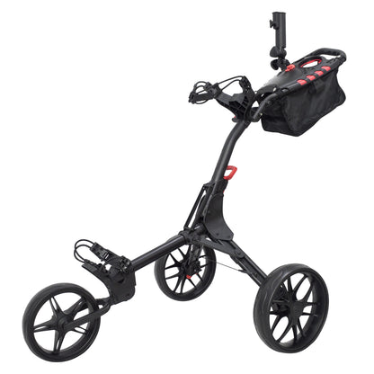 Compact push trolley with competitor folding size and umbrella holder and net