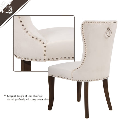 TOPMAX Dining Chair Tufted Armless Chair Upholstered Accent Chair, Set of 4 (Cream)