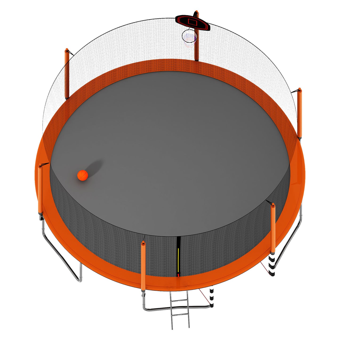 16FT Trampoline with Basketball Hoop pump and Ladder(Inner Safety Enclosure) with soccer goal orange