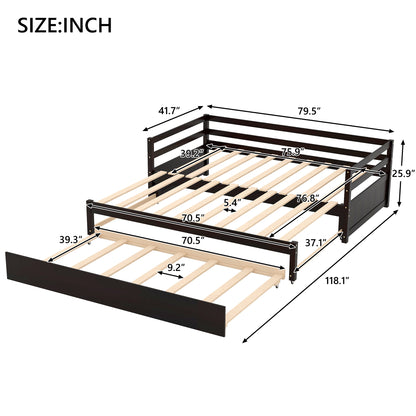 Twin or Double Twin Daybed with Trundle,Espresso