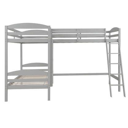 Twin L-Shaped Bunk Bed and Loft Bed - Gray