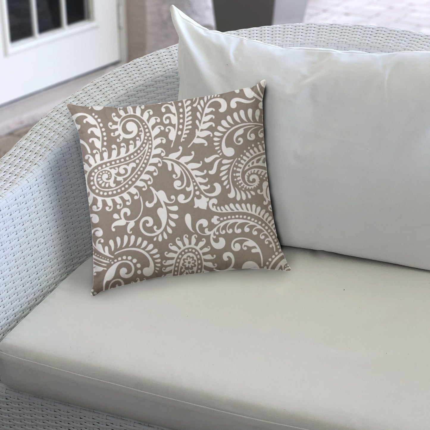 DREAMY Taupe Indoor/Outdoor Pillow - Sewn Closure