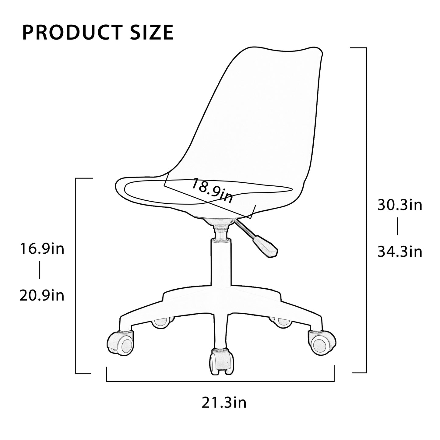 Modern Home Office Desk Chairs, Adjustable 360 °Swivel  Chair Engineering  Plastic Armless Swivel Computer  Chair With Wheels for Living Room, Bed Room Office Hotel Dining Room and Amber Brown