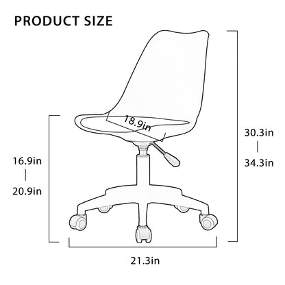 Modern Home Office Desk Chairs, Adjustable 360 °Swivel  Chair Engineering  Plastic Armless Swivel Computer  Chair With Wheels for Living Room, Bed Room Office Hotel Dining Room and Amber Brown