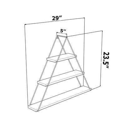 Moset Floating Wall Decor Wall Mounted Rustic Decorative Hanging Metal Bracket Triangle Shelf for Books, Walnut/Chrome