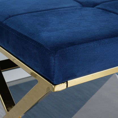 blue velvet fabric Morden bench