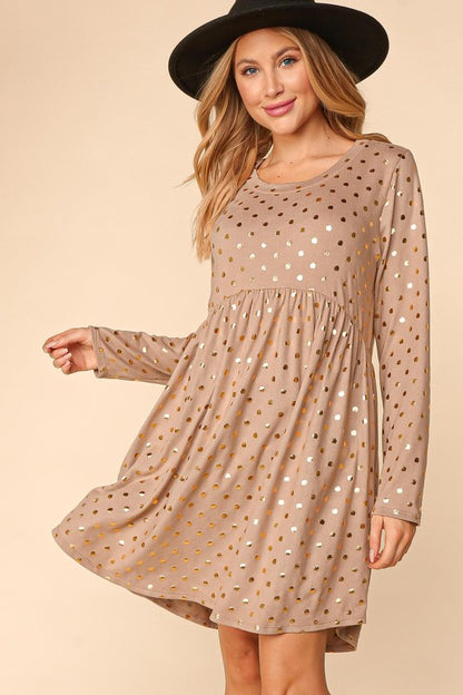 PLUS DOT FOIL BABYDOLL HACCI KNIT DRESS