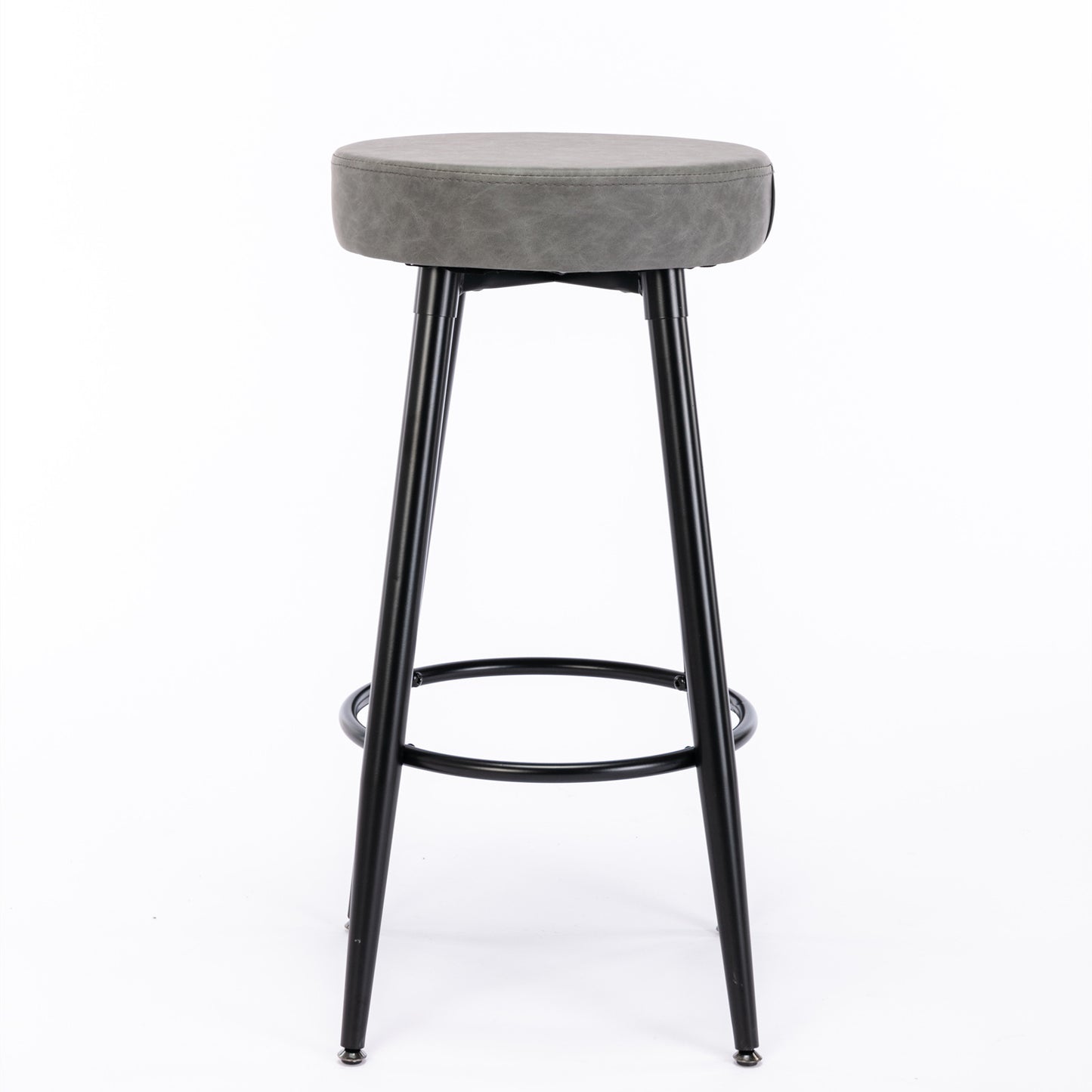 A&A Furniture,Metal Bar Stools,  Round Kitchen Counter Stools, Industrial Round Barstool, Bar Chairs, 28 Inch for Counter Pub Height Set of 2 (Gray)