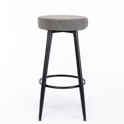 A&A Furniture,Metal Bar Stools,  Round Kitchen Counter Stools, Industrial Round Barstool, Bar Chairs, 28 Inch for Counter Pub Height Set of 2 (Gray)