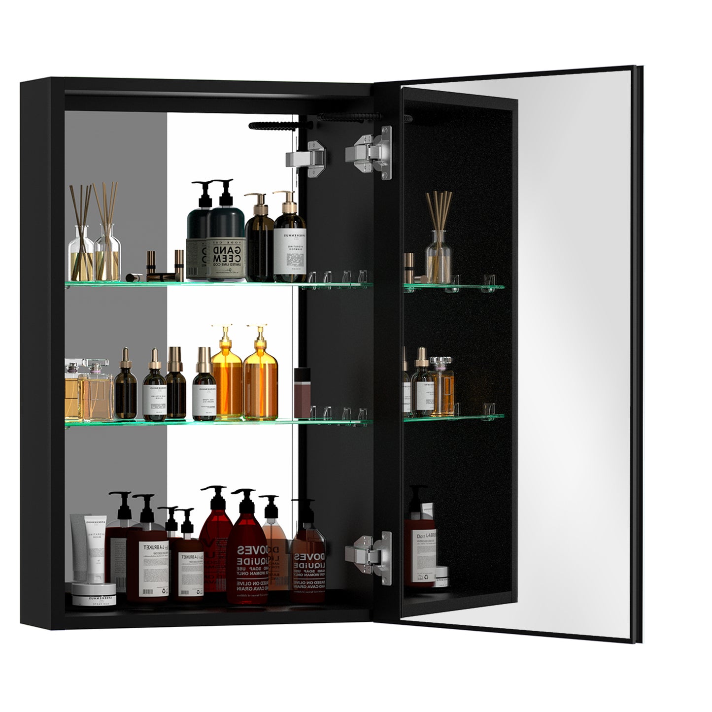 30x20 inch LED Bathroom Medicine Cabinet Surface Mounted Cabinets With Lighted Mirror Light Open