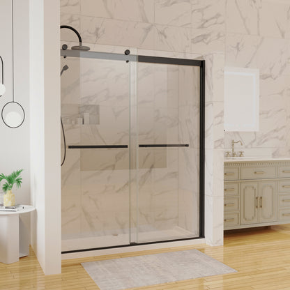 60 in. W x 74 in. H  Shower Door in Matte Black with 5/16 in. (8 mm) Clear Glass